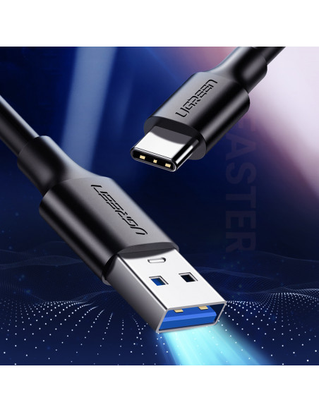 
USB-A 3.0 - USB-C 3A 2m kabelis - juodas
