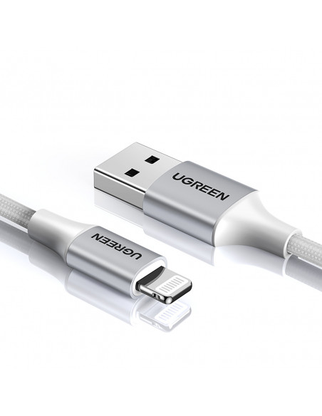 
USB-A - iPhone Lightning MFi pintas kabelis 2 m - sidabrinis
