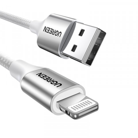 
USB-A - iPhone Lightning MFi pintas kabelis 2 m - sidabrinis
