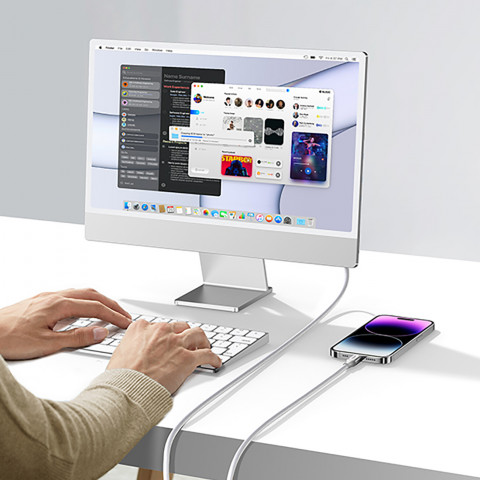 
USB-A - iPhone Lightning MFi pintas kabelis 2 m - sidabrinis
