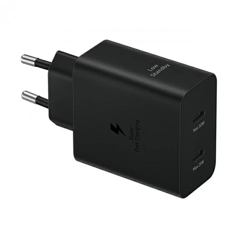 
„Samsung“ maitinimo adapteris „Duo 2x USB-C 50W“ sieninis įkroviklis – juodas

