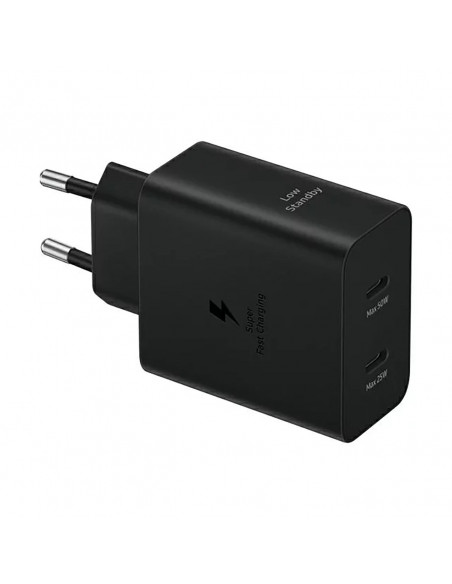
„Samsung“ maitinimo adapteris „Duo 2x USB-C 50W“ sieninis įkroviklis – juodas

