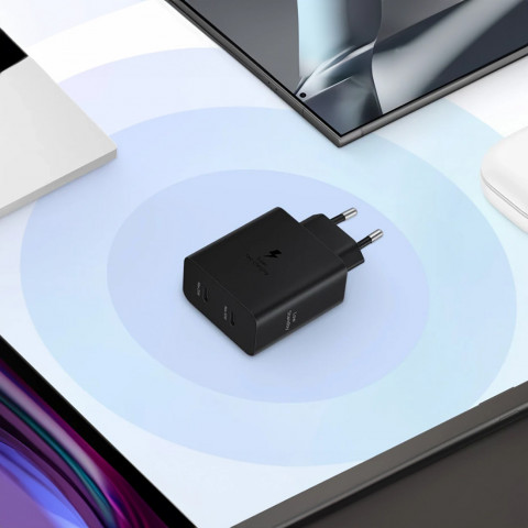 
„Samsung“ maitinimo adapteris „Duo 2x USB-C 50W“ sieninis įkroviklis – juodas
