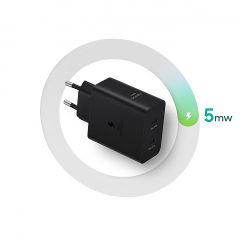 
„Samsung“ maitinimo adapteris „Duo 2x USB-C 50W“ sieninis įkroviklis – juodas
