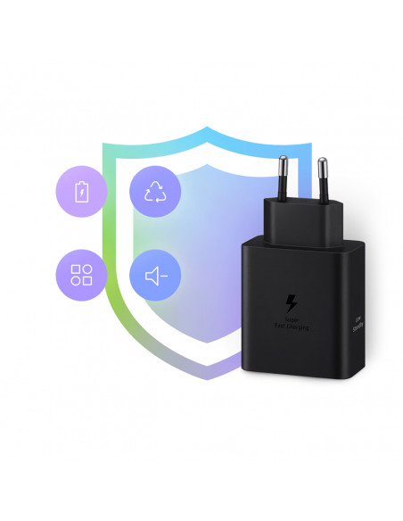 
„Samsung“ maitinimo adapteris „Duo 2x USB-C 50W“ sieninis įkroviklis – juodas
