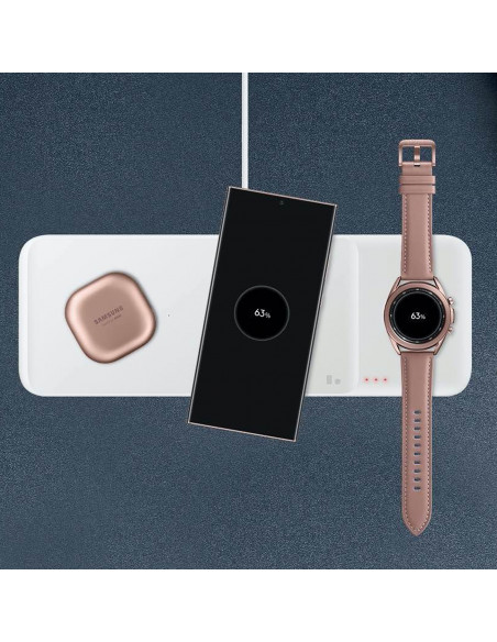 
3in1 „Samsung Trio“ indukcinis sieninis įkroviklis telefonui / „Galaxy Watch“ / „Buds“ – baltas
