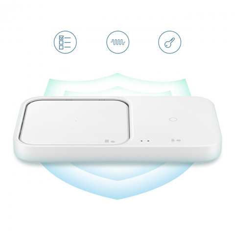 
„Samsung“ belaidis įkroviklis „Duo“ indukcinis 15 W + sieninis įkroviklis ir laidas – baltas
