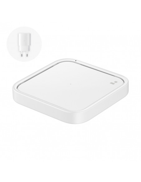 
„Samsung“ belaidis įkroviklis, 15 W indukcinis įkroviklis + sieninis įkroviklis ir USB-C laidas – baltas
