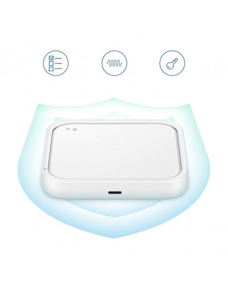 
„Samsung“ belaidis įkroviklis, 15 W indukcinis įkroviklis + sieninis įkroviklis ir USB-C laidas – baltas
