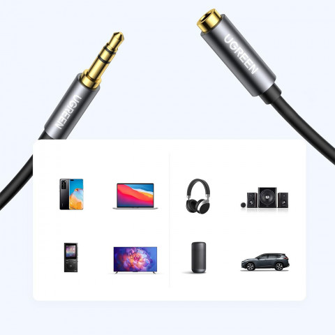 
Garso prailginimo kabelis su mini lizdu 3,5 mm, 5 m - sidabrinis
