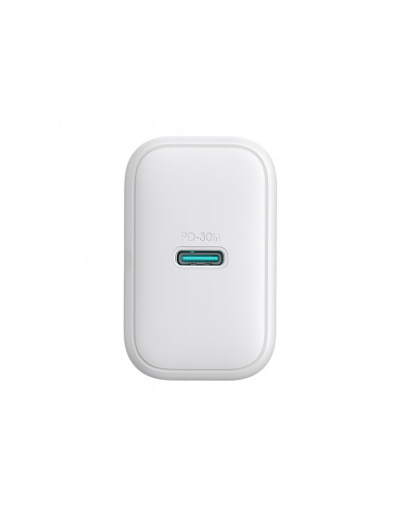 
USB-C PD 30W QC SFC sieninis įkroviklis – baltas
