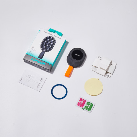 
Magnetinis telefono laikiklis 4,7–7 colių su siurbtukais stikliniam veidrodžiui – juodas ir oranžinis
