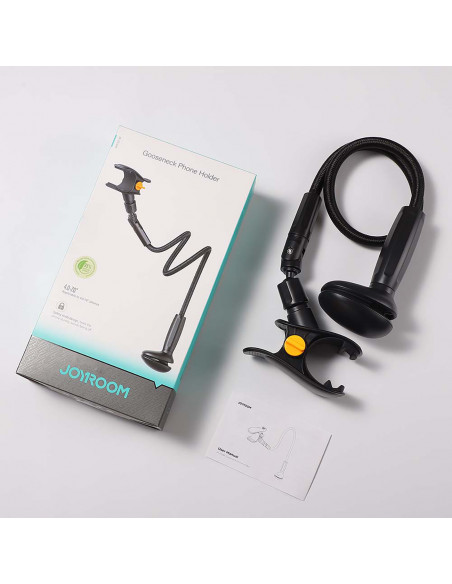 
Stalinis telefono laikiklis su lanksčia „Gooseneck“ rankena - juodas
