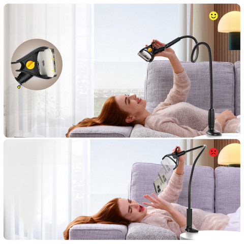 
Stalinis telefono laikiklis su lanksčia „Gooseneck“ rankena - juodas
