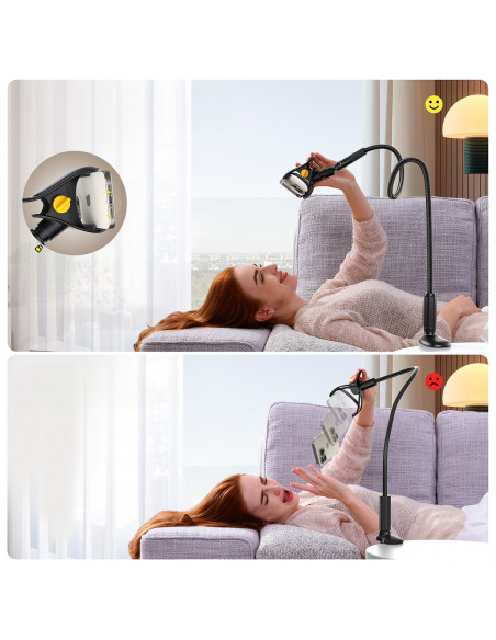 
Stalinis telefono laikiklis su lanksčia „Gooseneck“ rankena - juodas
