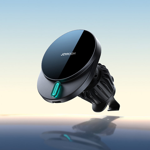 
Magnetinis telefono laikiklis su 15 W indukciniu įkrovikliu, skirtas oro išleidimo angai - juodas
