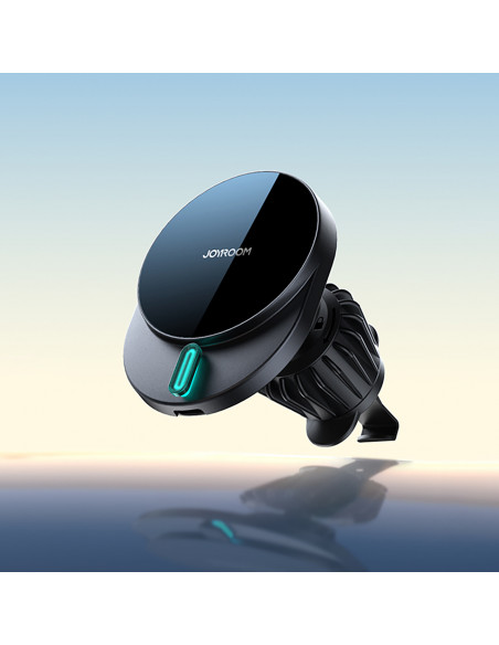 
Magnetinis telefono laikiklis su 15 W indukciniu įkrovikliu, skirtas oro išleidimo angai - juodas
