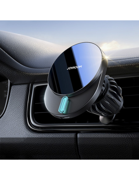 
Magnetinis telefono laikiklis su 15 W indukciniu įkrovikliu, skirtas oro išleidimo angai - juodas
