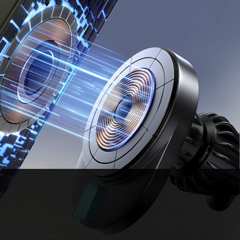 
Magnetinis telefono laikiklis su 15 W indukciniu įkrovikliu, skirtas oro išleidimo angai - juodas
