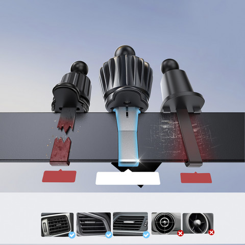 
Magnetinis telefono laikiklis su 15 W indukciniu įkrovikliu, skirtas oro išleidimo angai - juodas
