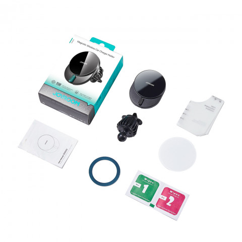 
Magnetinis telefono laikiklis su 15 W indukciniu įkrovikliu, skirtas oro išleidimo angai - juodas
