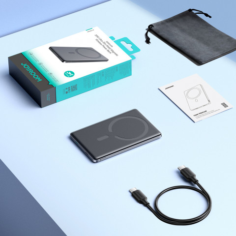 
5000mAh USB-C išorinė baterija su 20 W PD ir 15 W indukciniu įkrovimu – pilka
