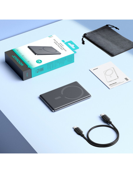 
5000mAh USB-C išorinė baterija su 20 W PD ir 15 W indukciniu įkrovimu – pilka
