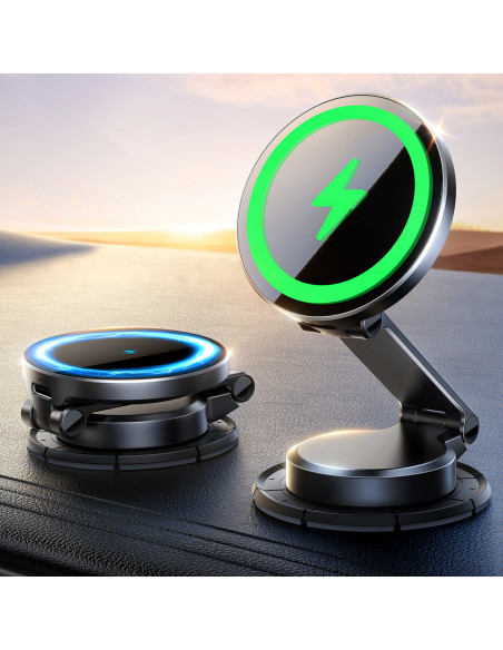 
Magnetinis automobilio telefono laikiklis su 15 W indukciniu įkrovikliu - juodas
