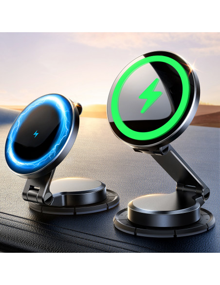 
Magnetinis automobilio telefono laikiklis su 15 W indukciniu įkrovikliu - juodas
