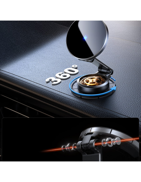 
Magnetinis automobilio telefono laikiklis su 15 W indukciniu įkrovikliu - juodas
