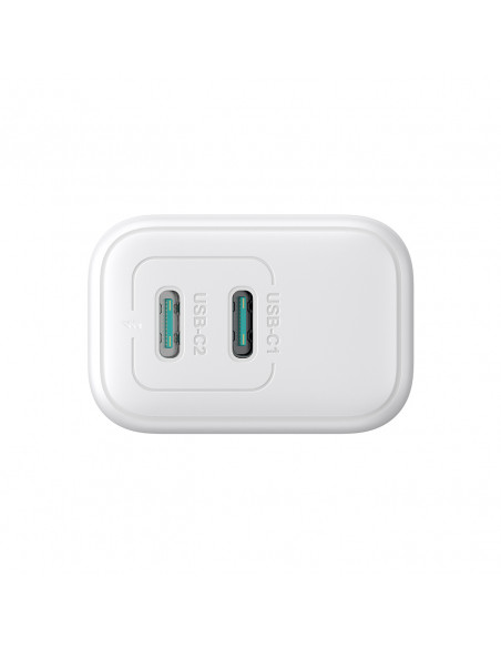 
2x USB-C 20W PD QC 3.0 sieninis įkroviklis – baltas
