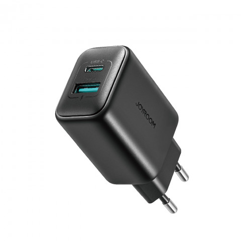 
USB-C ir USB-A 25W SFC PPS PD sieninis įkroviklis – juodas
