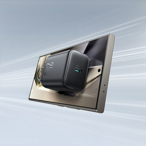 
USB-C 25W SFC PPS PD sieninis įkroviklis – juodas
