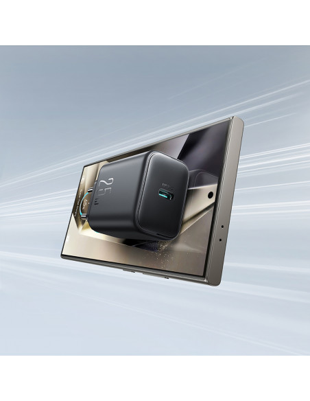 
USB-C 25W SFC PPS PD sieninis įkroviklis – juodas
