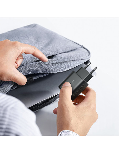 
USB-C 25W SFC PPS PD sieninis įkroviklis – juodas
