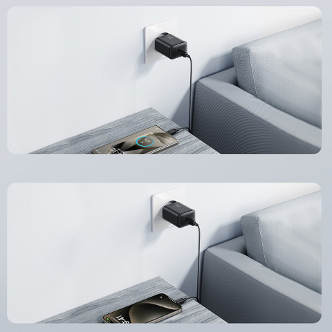 
USB-C 25W SFC PPS PD sieninis įkroviklis – juodas
