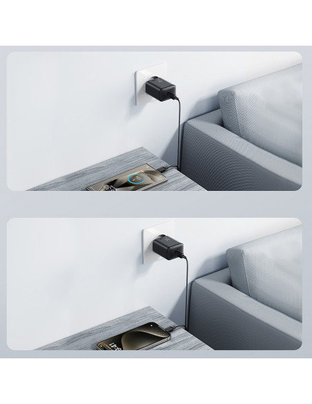 
USB-C 25W SFC PPS PD sieninis įkroviklis – juodas
