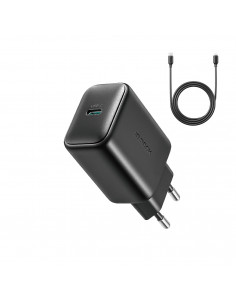 
USB-C 25W SFC PPS PD sieninis įkroviklis + 1 m USB-C laidas – juodas
