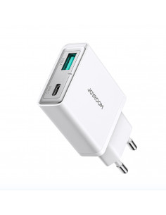 
Mažas ir itin plonas 20 W USB-A USB-C sieninis įkroviklis – baltas
