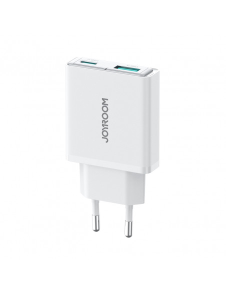 
Mažas ir itin plonas 20 W USB-A USB-C sieninis įkroviklis – baltas
