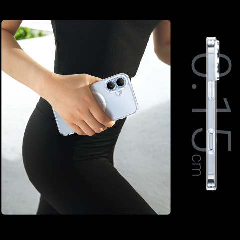 
Elegantiškas skaidrus magnetinis dėklas, skirtas „iPhone 16 Plus“ – permatomas
