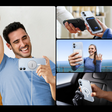 
Elegantiškas skaidrus magnetinis dėklas, skirtas „iPhone 16 Plus“ – permatomas
