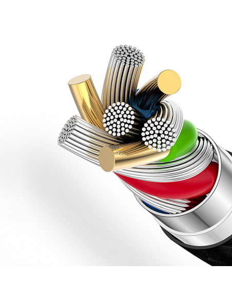 
3in1 laidas 60W USB-A - MicroUSB USB-C iPhone Lightning 1.2m - juodas
