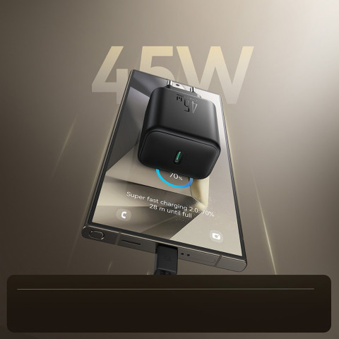 
45 W GaN sieninis įkroviklis, skirtas „Samsung Ultra“ – juodas
