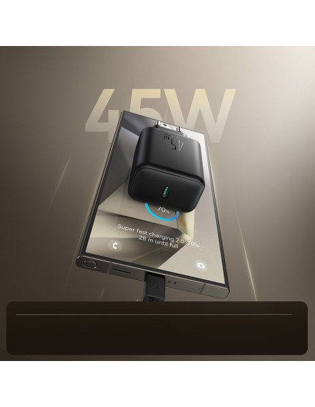 
45 W GaN sieninis įkroviklis, skirtas „Samsung Ultra“ – juodas
