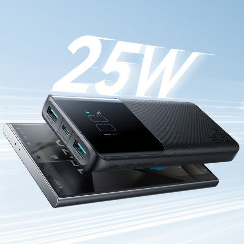 
Nešiojamoji baterija 10000mAh 25W 2x USB-A 1x USB-C SFC - juoda
