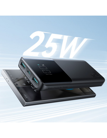 
Nešiojamoji baterija 10000mAh 25W 2x USB-A 1x USB-C SFC - juoda
