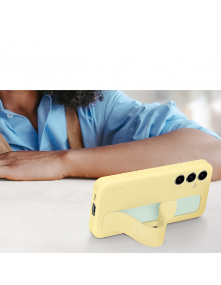 
„Samsung Galaxy S24 FE“ stovintis dėklas su rankena ir stovu – geltonas
