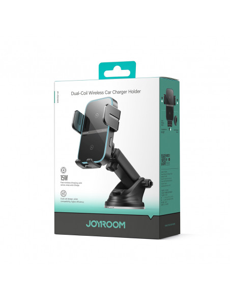 
Telefono laikiklis su indukciniu įkrovikliu, skirtas prietaisų skydeliui – juodas
