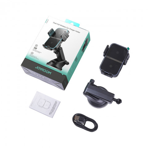 
Telefono laikiklis su indukciniu įkrovikliu, skirtas prietaisų skydeliui – juodas
